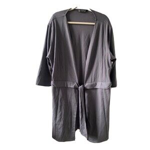 Seek No Further Plus Size 3X Gray Stretch Ponte Tie Front Cardigan